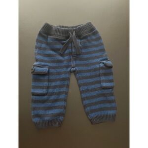 BabyGap Blue Black Striped Knit Cargo Pants 6-12 Months Baby Trousers (0999)